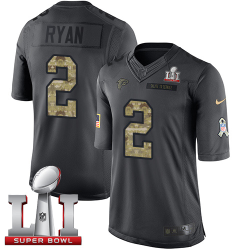 Nike Falcons #2 Matt Ryan Black Super Bowl LI 51 Men's Stitched NFL Limited 2016 Salute To Service Jersey